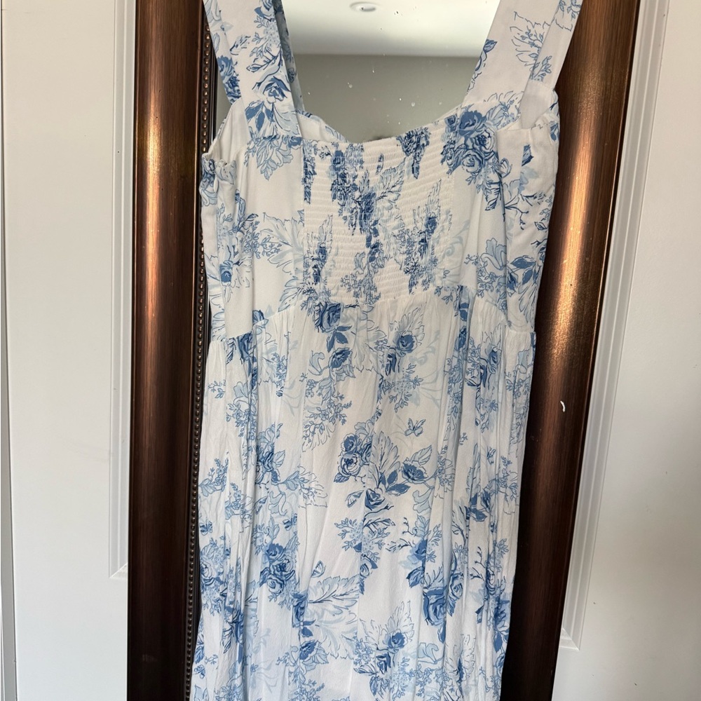 Dynamite Blue and White Floral Maxi Dress